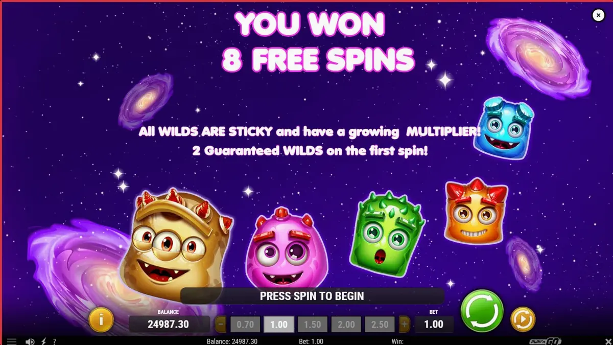 Tampilan visual slot Reactoonz Blitzways dengan karakter alien berwarna-warni